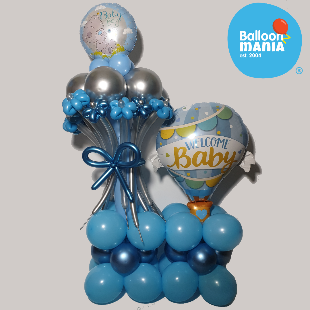 NEWBORN ARRANGEMENT WITH BALLOON FLOWER BOUQUET